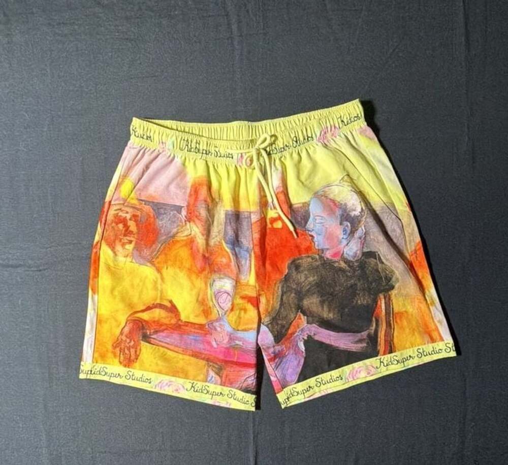 KidSuper Studios How to Find an Idea Printed Yellow Shorts